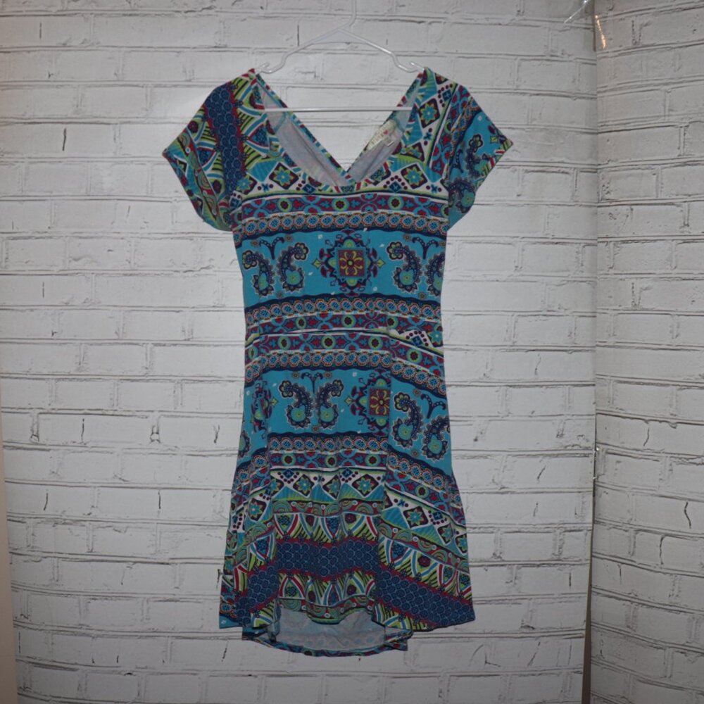 🎨 Derek Plus Cut‑Out Waist Dress · Size 1X · Multicolor Boho Print